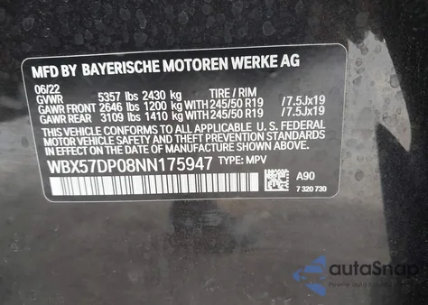2022 BMW X3 xDrive30I from USA, damaged, VIN WBX57DP08NN175947